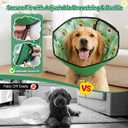 Soft Dog Cone Collar After Surgery: Foldable Long Comfortable Comfy Fabric Recovery Shame Elizabethan Stop Licking Dogs (Green, 2XL) 