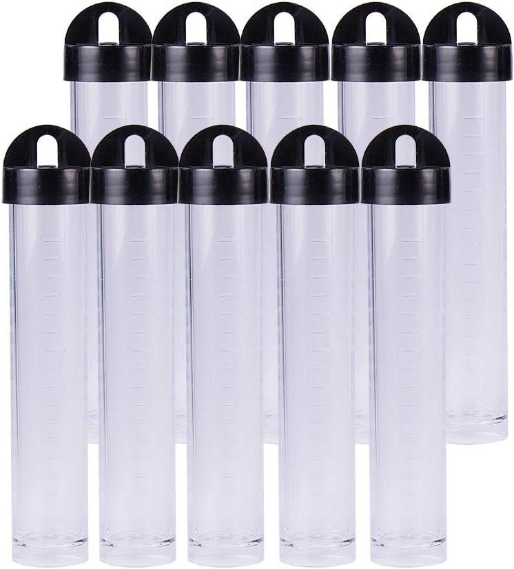 BENECREAT 30 Pack 0.85oz Clear Plastic Tube Bead Containers Liquid Containers with Black Screw-Top Lid & Cylindrical Bottom, Easy to Stand and Place (Diameter 0.78"/ Length 4.13")