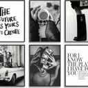Trendy Black and White Wall Art Luxury Money Hair Rollers Girl Posters High Heels Motivational Quotes Home Decor for Bedroom Living Room Dormitory Modern Aesthetic Pictures Unframed 8x10 Inch