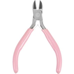 HARFINGTON Wire Cutters 4.5 Inch Diagonal Cutting Side Precision Pliers with Pink Plastic Handle for DIY Crafts Jewelry Making