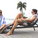 HENBAY Cotton Oversized Beach Towel - Large 70 x 35 Inch Pool Towel, Navy Blue Striped Quick Dry Swimming Cabana Towel
