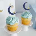 12pcs Moon and Star Cupcake Toppers - Over the Moon Cupcake Toppers, Twinkle Twinkle Little Star CupcakeToppers, Outer Space Theme Party Decorations