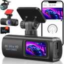 UNITOPSCI 4K Wireless Dash Cam Front and Rear, WiFi Dash Cam with 64GB Card, 4K+1080P Dash Camera for Cars, WiFi Dashcam with App Control, 1.47 IPS Screen 24H Parking Monitor/Loop Record/G-Sensor