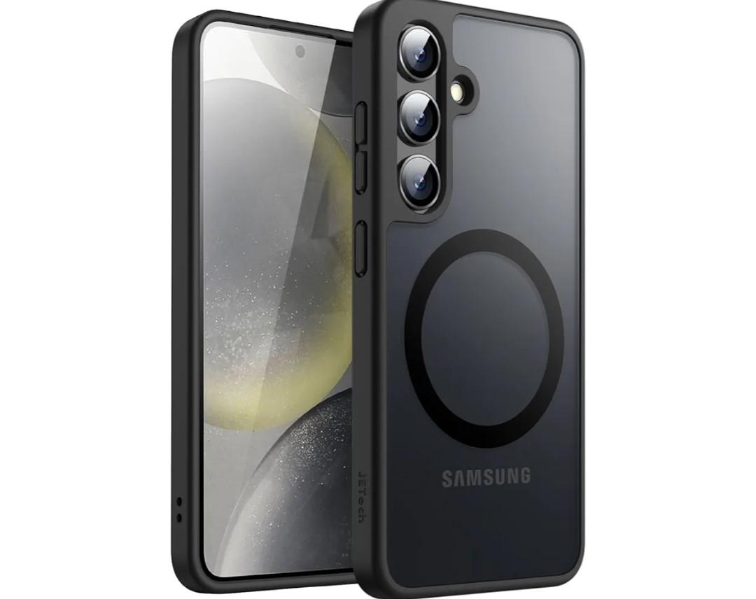 EUAGVQY Case for Samsung S24 Plus,Tempered Glass Film Crystal Acrylic Back+Flexible TPU Case,Bumper Shockproof Anti-Fingerprint,Protective Phone Cover for Samsung Galaxy S24 Plus,Black