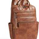 Shrrie Laptop Backpack for Women 15.6 inch Travel Leather Backpack Purse Work Computer Backpacks for Business College Brown (Brown)