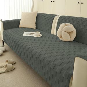 Foxdecor Couch Covers for 3 Cushion Couch Sofa Pet Friendly, Funny Fuzzy Pet Couch Covers, Anti Slip Sofa Covers Dog Cover for Couch Protector. (Grey, 30x70 inch)