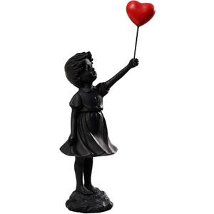 Banksy Street Graffiti Art Statue,Love Balloon Girl Statue,Room Decor Statue,Resin Statue Ornaments,Living Room Dining Desk Decorations,Bookshelf Decorative Objects,Modern Home Decor(Black)