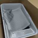 Stainless Steel Litter Box | XL Enclosed Cat Litter Boxes with Lid for Big Cats | High Sided, Anti-Urine Leakage | Non-Stick Bottom & Includes Litter Mat & Metal Scoop