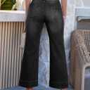 SHEWIN Women Wide Leg Jeans High Waisted Stretch Denim Pants Inseam 25-26 inch (Gray)