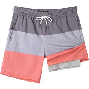 SURF CUZ Mens Swim Trunks with Compression Liner Swim Shorts 7" Swimming Trunks Stretch 7 Inch Swim Suits Quick Dry Medium