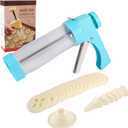 Spritz Cookie Press Gun Kit: Cookie Press Set/Icing Gun Kit with 16 Discs and 6 Icing Tips, Cookie Baking Tool Cake Decorating Gun, Cookie Press Gun for Baking, Frosting, Decorating (Blue)