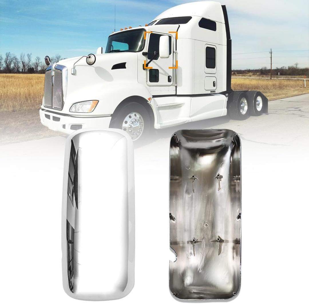 Door Mirror Covers Fit Kenworth T660 T170 T270 T370 T440 T470 T800 T600 Mirror Cover Replacement Passenger Side Right Kenworth Mirror Accessories (Chrome), Standard