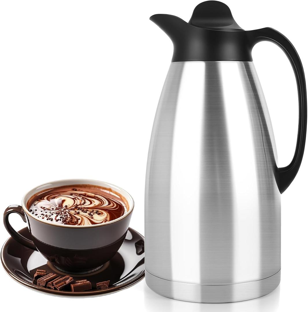 ShineMe 102Oz(3L) Coffee Carafes for Keeping Hot, Double Walled Vacuum Stainless Steel Coffee Urn, Large Insulated Hot Water & Coffee Dispenser with Airtight Lid, 12H Heat/24H Cold Retention