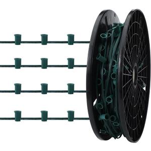 C7/e12 Christmas Light String Set, UL Listed C7 Christmas Light Strand Spool Stringer 12 Spacing Spool Wire for Patio Backyard Xmas Tree Roofline (250ft)