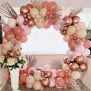HILAVO Blush Pink Balloon Garland Kit Rose Gold Dusty Pink Sand White Balloons Arch Retro Light Pastel Pink Beige Nude Creme Balloon for Women Bridal Baby Shower Boho Wedding Birthday Party Decoration