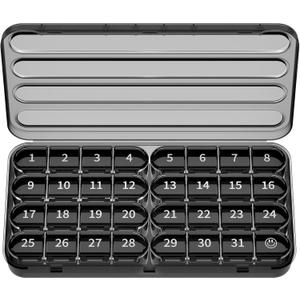 Zoksi Monthly Pill Organizer 1 Times a Day, 30 Day Pill Box Organizer,One Month Pill Case for Travel, 31 Day Daily Medcine Container for Vitamins, Supplement & Medication(Black)