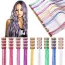 Panelee 36 Pcs 19.7 Inch Clip in Hair Tinsel Kit Clips on Glitter Tinsel Extensions Heat Resistant Hair Accessories for Women(Retro Colors)