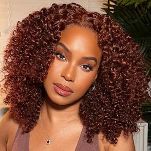 V Part Curly Wig Ombre Blonde Kinky Curly Wig for Black Women Synthetic Coily Layered U Part Wigs for Women Shoulder Length Synthetic wig Soft As Human Hair Half Wigs For Black Women (RT30)