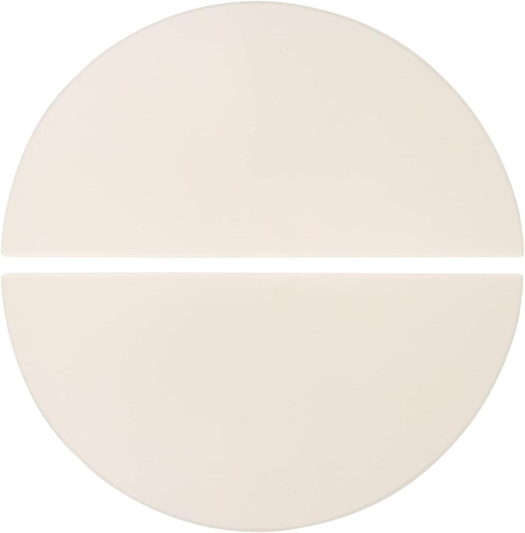 Half-Moon Ceramic Heat Deflector Plates for Kamado Joe Big Joe I, II, III,Big Green Egg BBQ Accessories 2-Pack, White