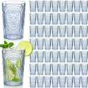100 Pcs 16 oz Vintage Plastic Drinking Water Glasses Bulk, Blue, 3.1 inch /8 cm x 5.1 inch / 13 cm