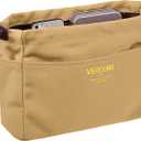 Vercord Canvas Handbag Organizers, Sturdy Purse Insert Organizer Bag in Bag, 10 Pockets Khaki Large