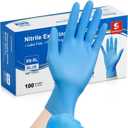 Schneider Nitrile Exam Gloves, Medical Grade Blue Disposable Gloves Latex Free, Rubber Glove for Cleaning, Cooking, Food Prep (Large)