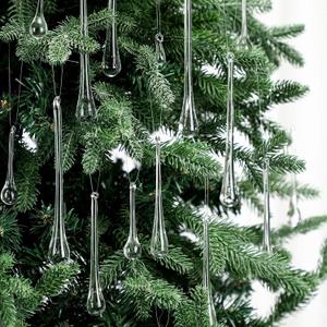 Clear Glass Teardrop Winter Ornaments Crystal Raindrop Hanging Ornaments Crystal Chandelier Drop Pendant Icicles Decorations for Christmas Tree Winter Party Supplies(44 Pcs,4 Medium Size)