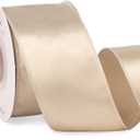 Ribbli Light Champagne Satin Wired Ribbon 2.5 Inch Champagne Christmas Ribbon for Gift Wrapping Wreaths Garland Tree Decoration Crafts Home Decor-Continous 20 Yards