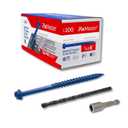 1/4 x 6 Hex Head Blue Concrete Screw Anchors (100 pcs Screw Kit) with one Screwdriver and Drill Bit for Concrete, Masonry, Block, Brick and Wood Fastening