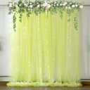 Yellow Tulle Backdrop Curtains with Lights String for Birthday Party Photoshoot 10ft  8ft Sheer Backdrop Curtains for Baby Shower Wedding Background Decorations 2 Panels 58ft