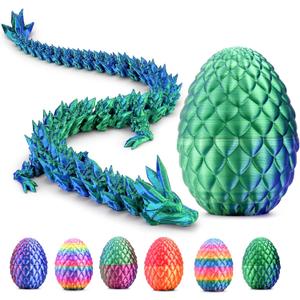 2 x 3D Printed Dragon,Mystery Easter Crystal 3D Dragon Egg,Dragon Eggs with Dragon Inside,3D Printed Animals Fidget Desk Decor (Blue Green, 8in)