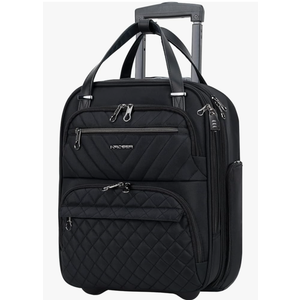 KROSER Carry On Underseat Multi-functional, 16-inch Underseater Lightweight Overnight Suitcase for Men Women, Black