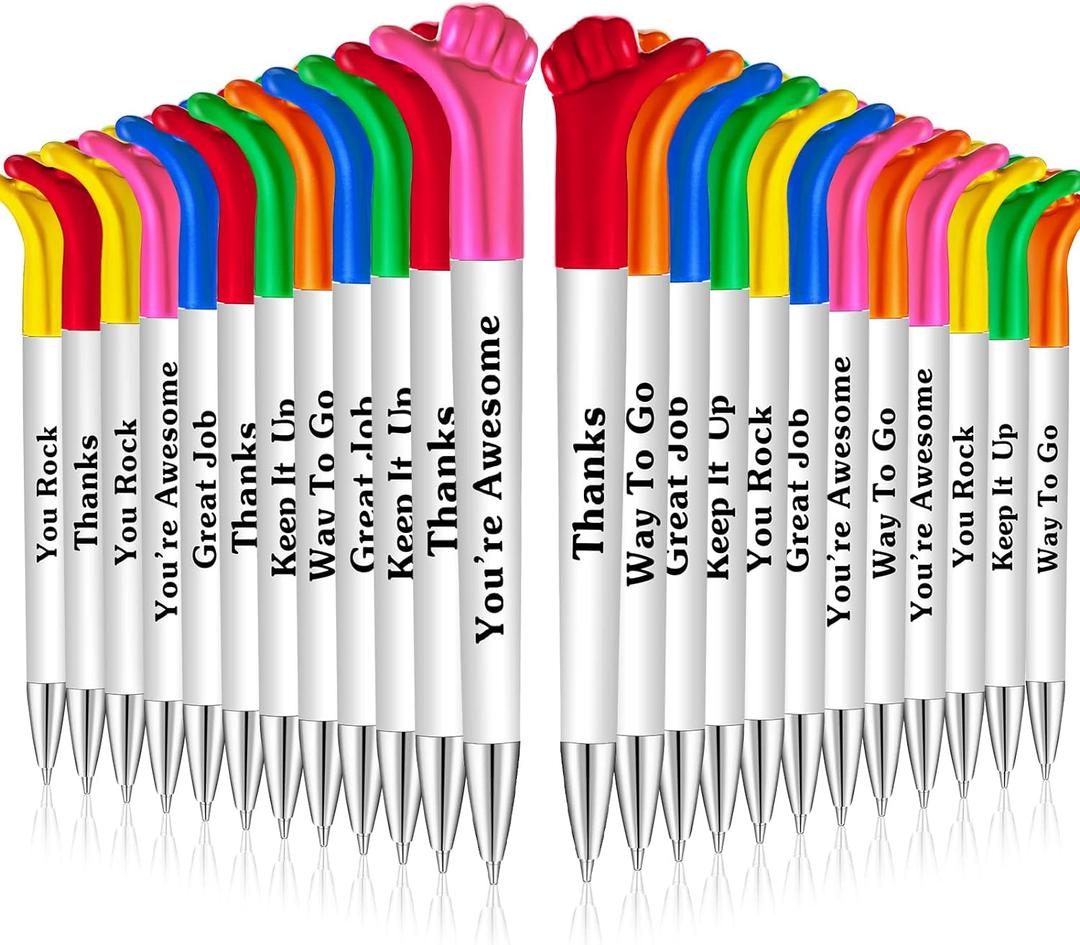 Woanger Inspirational Quotes Thumbs up Pens Thank You Gifts Bulk Employee Appreciation Motivational Ballpoint Pen for Graduation Appreciation Gift School Student Teacher Nurse Coworker(24 Pieces)