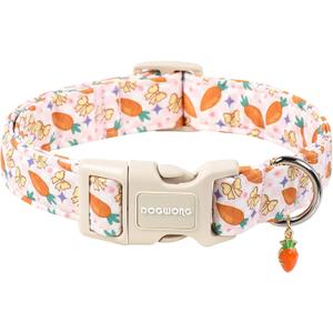 DOGWONG Easter Dog Collar, Comfortable Adjustable Easter Carrot Dog Collar with Plastic Buckle for Small Medium Dogs, Neck 11-16 inches