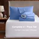 Nestl Short Queen Bed Sheet Set - Calm Blue - 4-Piece Deep Pocket | Instantly Soft, Night-One Ready (No Wash Required). Fits 16-Inch Deep Pockets, 360-Degree Elastic Grip