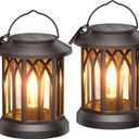 WdtPro Solar Lanterns Outdoor Waterproof, Upgraded Bright Hanging Solar Lights for Outside,Solar Powered Lanterns Lighting LED for Garden Patio Yard Decorative 2 Pack (Warm Light)