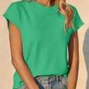 Saodimallsu Womens Cap Short Sleeve Sweater Vest Summer Casual Crew Neck Loose Knit Lightweight Pullover Tank Tops (Small, Green)