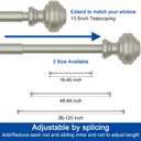 Nickel Curtain Rods for Windows 48-84 inch,3/4 inch Heavy Duty Adjustable Decorative Curtain Rod with Modern Finials,Window Rods for Bedroom, Living Room,Patio and Kitchen