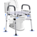 Raised Toilet Seat with Handles, Toilet Seat Riser for Seniors with Adjustable Height & Width. Cozy Padded 500lb Handicap Elevated Toilet Seat for Elderly, Surgery, Pregnant, Fit Any Toilet
