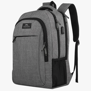 MATEIN Travel Laptop Backpack, Business Anti Theft Slim Sturdy Laptops Backpack with USB Charging Port, Water Resistant College School Computer Bag Gift for Men & Women Fits 15.6 Inch Notebook, Grey