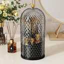 Makeup Brush Holder Organizer with 360 Rotating Lid Dustproof Makeup Brushes Organizer for Vanity Desktop Bathroom Countertop Clear Cover Easy Visibility (Black)