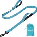 EasyEase Dog Leash with 2 Comfortable Soft Padded Handles Reflective Heavy Duty Pet Dog Walking Leashes 5FT Blue Durable Dog Training Lead & Traffic Handle for Large Medium and Small Dogs