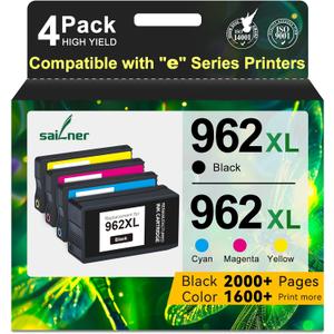 962XL Ink Cartridges for HP 962XL Ink Cartridges Combo Pack Work for HP Officejet Pro 9015e 9010 9025e 9015 9025 9018e 9025e 9020 Printer for HP 962 (4 Pack)