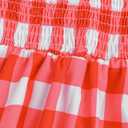 LQSZ Girls Dresses Plaid Smocked Dress Girls' Short Sleeve Summer Dresses for Kids 2-12Y (Red)