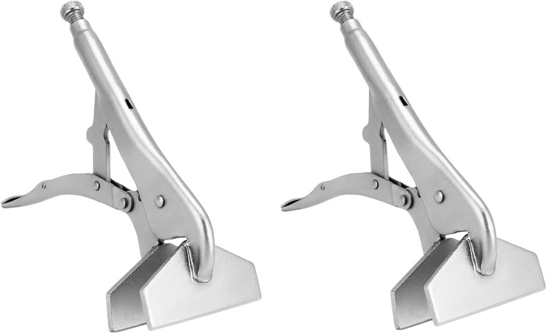 2Pcs Locking Sheet Metal Clamp Duck Bill Bending Pliers, 10 Inch Duckbill Welding Clamps Vice Grips, Heavy Duty Sheet Vise Grip Tool, Nickle Plated Clamps, Adjustable Opening, Easy Removal