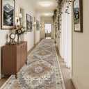 Madane Hallway Runner Rug 3x18 - Kitchen Rugs 18ft Washable Entryway Rug Vintage Kitchen Runners Non Slip Indoor Area Rug Farmhouse Carpet Runner for Bathroom Living Room Bedroom, Turmeric/Grey