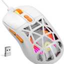 Wireless Gaming Mouse, Rechargeable&Rechange Shell,RGB Programmable Macro Mouse, Lightweight Mouse,10000 DPI,Tri-mode Wired/BT 5.0/2.4GHz Wireless Mouse Gaming with 2 Side Buttons (White Orange)