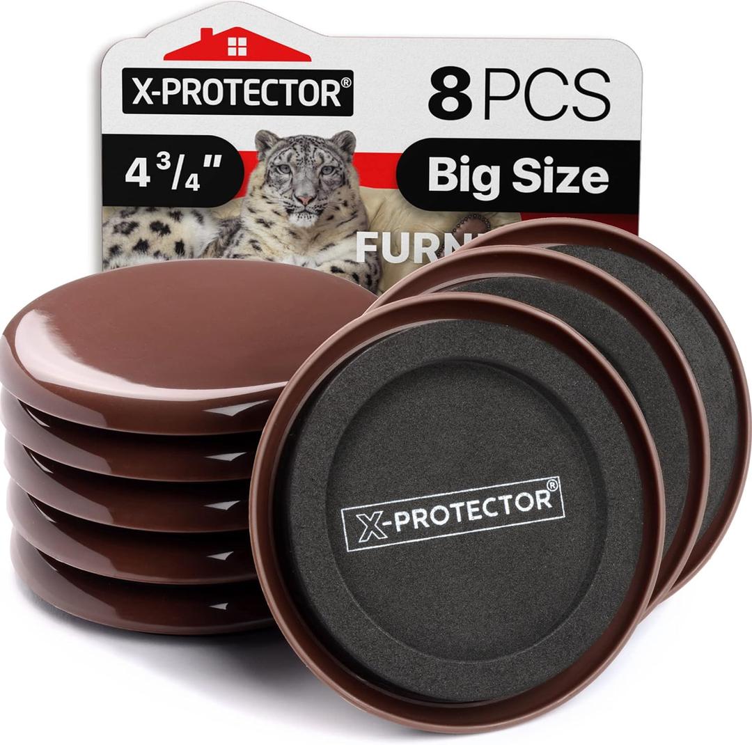Furniture Sliders for Carpet X-PROTECTOR 8 PCS 4 3/4" - The Best Heavy-Duty Moving Pads - Sliders for Furniture with Unique Design. Move Your Furniture Easily with Furniture Sliders for Carpets!