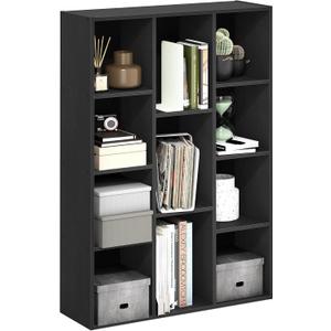 Furinno LUDER Book Shelf, 11-Cube Bookshelf, Reversible Bookcase, 9.4 x 29.1 x 41.7, Easy Assembly, for Living Room, Bedroom, Home Office, Blackwood
