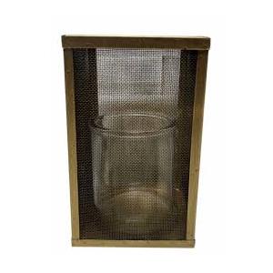 10 in Metal Candleholder Glass, Gold